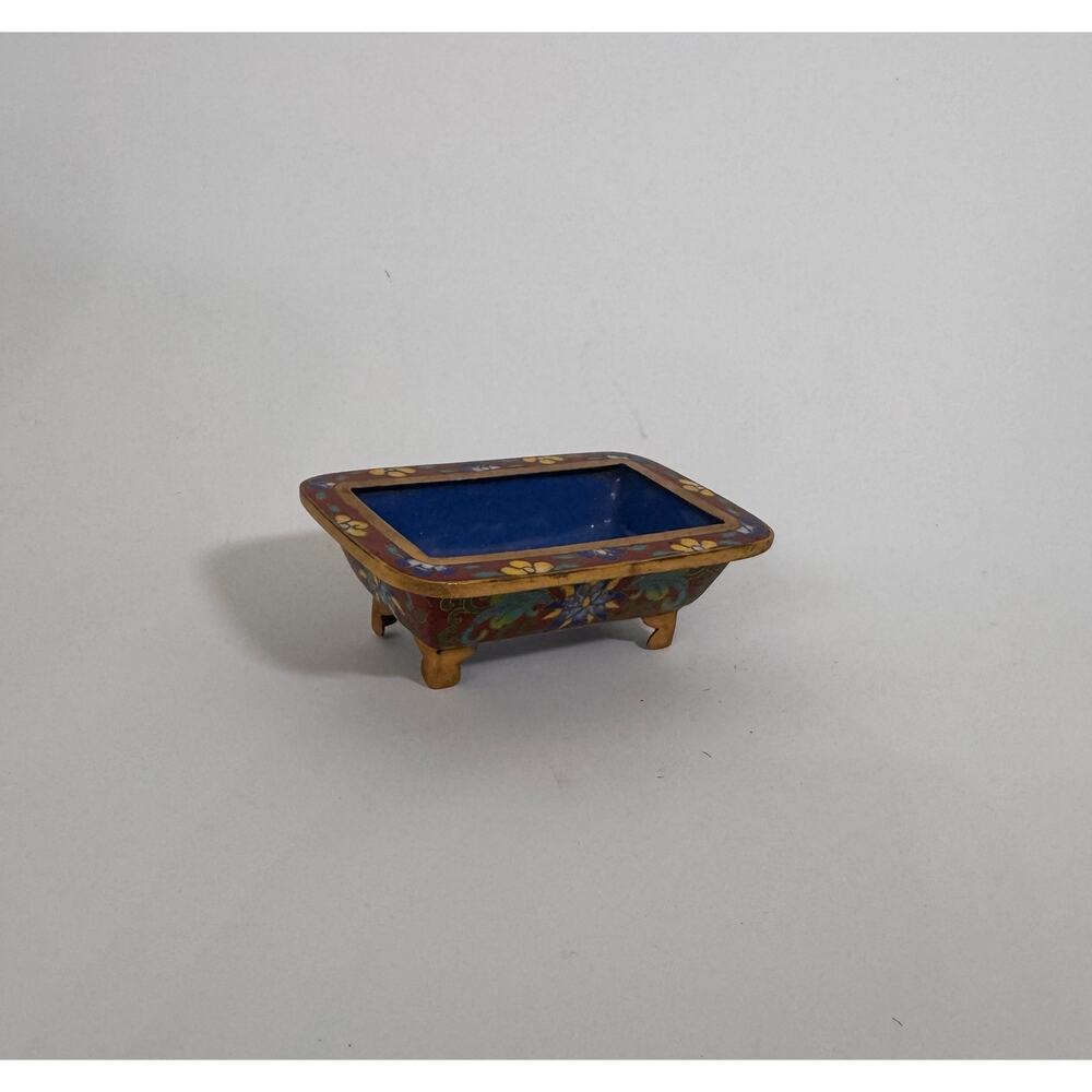 Small Vintage Chinese Cloisonné Planter Trinket Dish